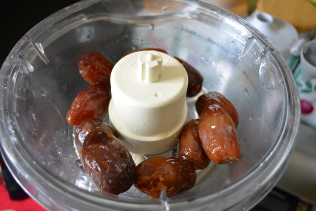 Dates in a food processor.