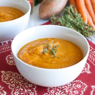 Roasted Carrot Sweet Potato Soup