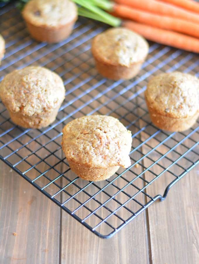 Carrot muffins will remind you of carrot cake, but great for breakfast without the extra sugar and icing.