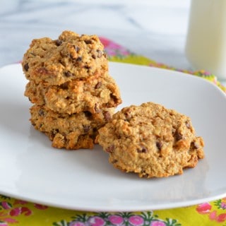 Peanut Butter Oatmeal Cookies on a white plate.