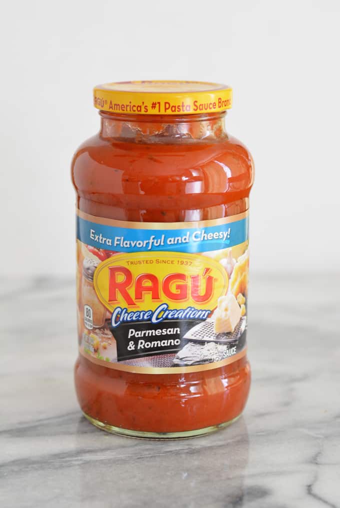 A jar of Ragu pasta sauce