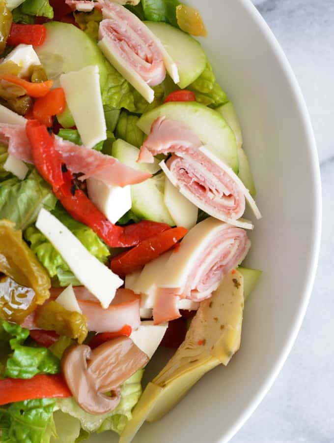 Antipasto Salad is a quick protein rich meal.