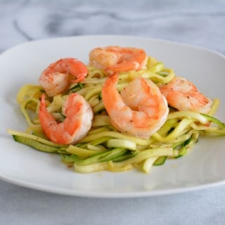 Sriracha Shrimp with Zoodles reminds you of a spicy noodle bowl without the calories of a big bowl of pasta.