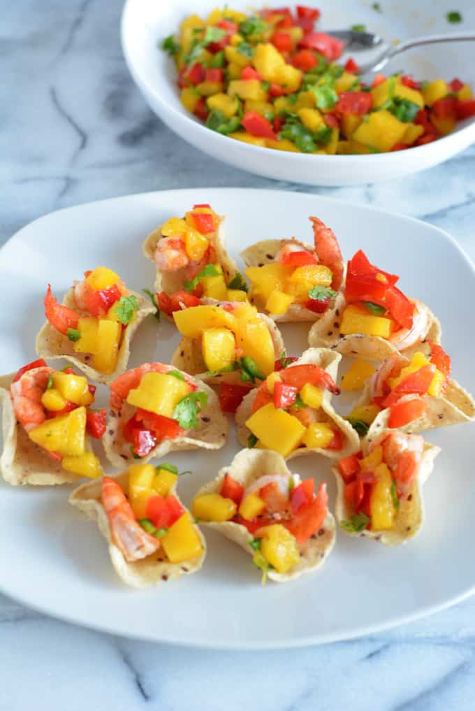 Mini Shrimp Tacos with Mango Salsa - Nourished Simply