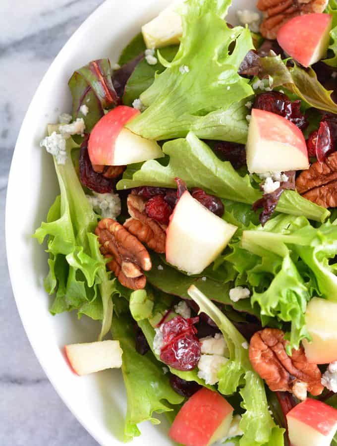 Harvest Salad filled with the most delicious flavors of Fall. Perfect for Thanksgiving, Christmas, and any holiday party.