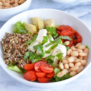 Power bowls are all the rage. This bruschetta quinoa protein bowl is back full of protein and fiber.