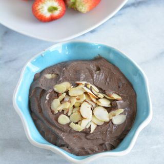 AD: Salted Dark Chocolate Almond Dip is rich is protein and lower in sugar. Perfect snack to help you with your weight loss goals.