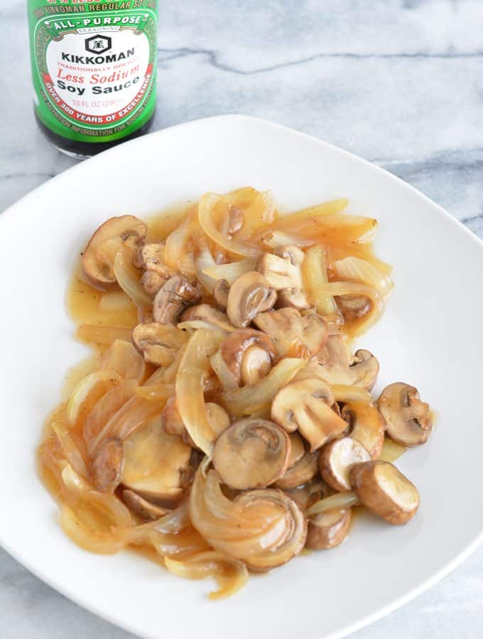 Top over your steak or beef entree with these meaty saucy mushrooms and onions.