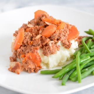 Beef with Carrot Casserole: 4 Ingredients and costs under $3 per serving. Rich in iron, vitamin A and C.