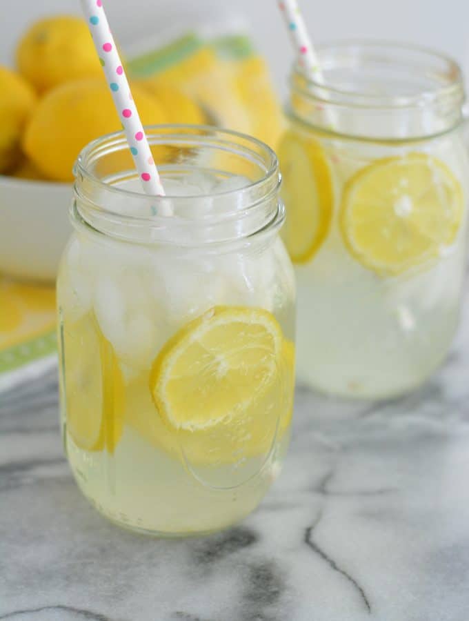 Homemade Lemonade in a mason jar.