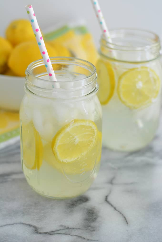 Homemade Lemonade in a mason jar.