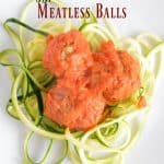 Vegetarian "meatless" balls on a white plate.