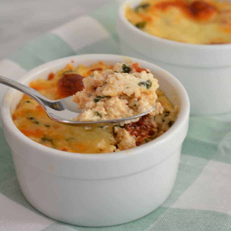 A spoonful of ricotta cheese baked.